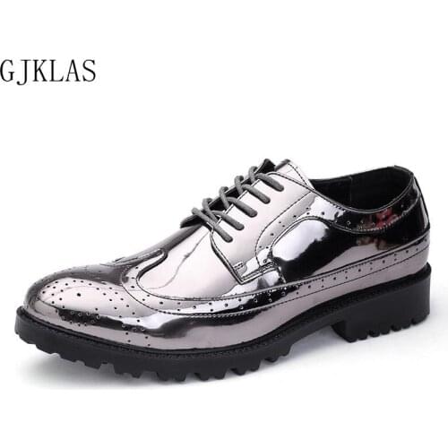 Size 38-47 Oxford Shoe Brogues Men Patent Leather Shoes Formal Classy Leather Shoes Men Classic Business Dress Shoes for Men
