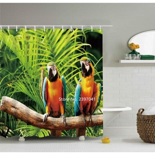 3D Printed Beach Coconut Tree Tropical Rainforest Shower Curtain Waterproof and Mold Washable Bathroom Decoration with Hock