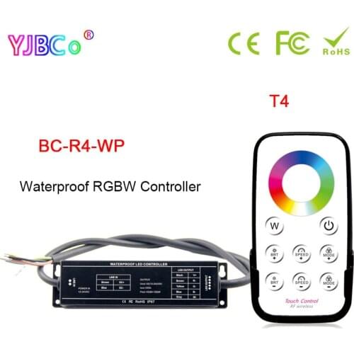 Bincolor DC 12V 24V Waterproof RGB RGBW Controller BC-R4-WP PWM 5A*4CH dimmer &T4 wireless remote control for RGB RGBW LED Strip