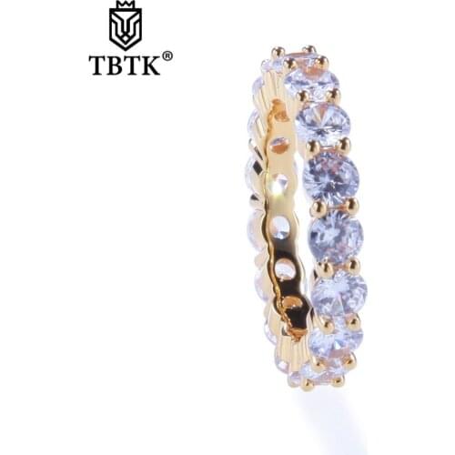 TBTK One Row Zircon Ring Copper Material Wedding Bands Punk Party Jewelry HipHop Man WeStern Street Style Bling Baeutiful Ring