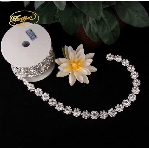 1 YD costume Zircon glass Alloy rhinestone applique trims sewing accessories for wedding rhinestone dress DIY Crafts rhinestone