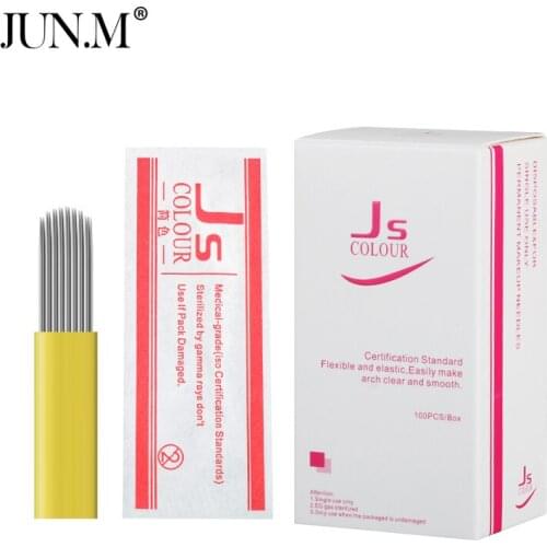 500pcs 17 Pin Double Needles Blade For Permanent Eeybrow Tattoo Needle Tips Manual Beauty Makeup Microblading Blades fog Eyebrow