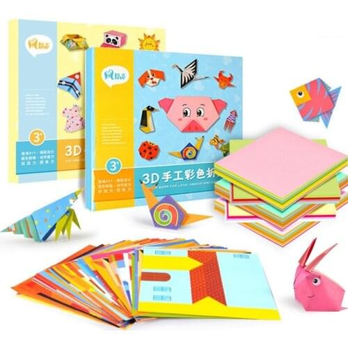 54 Pages Montessori Toys DIY Kids Craft Toy 3D Cartoon Animal Origami Handcraft Paper Art Learning Educational Toys for Children