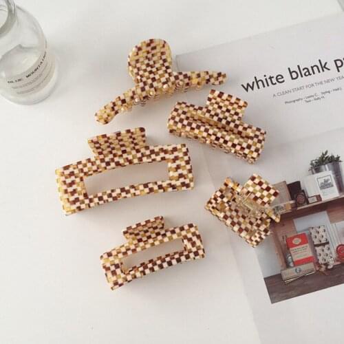Hair accessories medium square coffee hollow hair grab female hair clips claw clip girls hair accessories