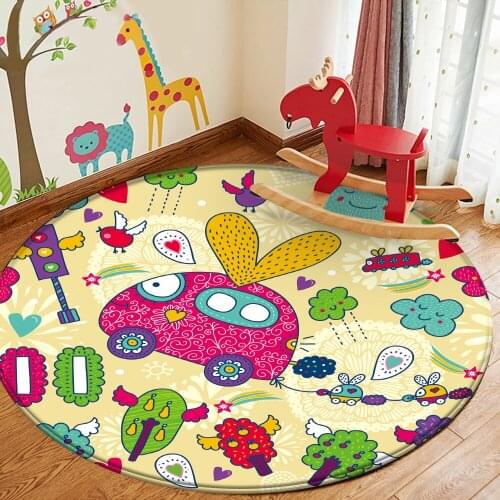 Alfombra 2022 Cartoon Child 3Dprinted Round Carpets For Living Room Bedroom Area Rug Soft Flannel Kids Room Play Crawl Floor Mat
