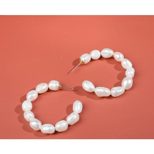 Boho Fashion Freshwater Pearl Earring for Women Adjustable Geometric Statement Small Stud Earring Charm Ear Cuff Jewelry 1pcs