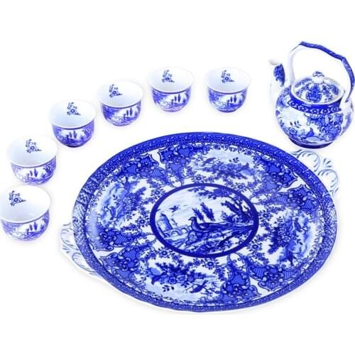 Tea pot set chinese tea set teapot set Spot glaze color blue and white ceramics Kung Fu tea sets trays tea sets cups tea cans