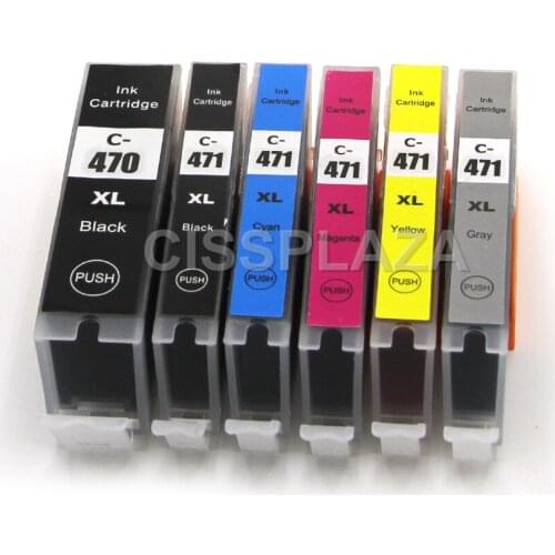CISSPLAZA 24pcs PGI-470 PGBK CLI-471 BK C M Y GY ink cartridges COMPATIBLE For canon MG7740 TS8040 TS9040 with auto reset chips