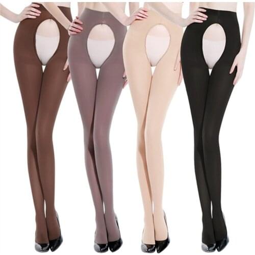 DOIAESKV Plus Size Women Tight Open Crotch 120D Autumn Winter Warm Pantyhose High Waist Female Stretchy Slim Skinny Velvet Tight