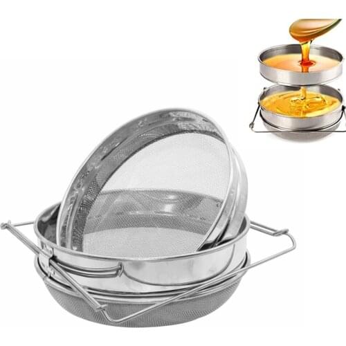 Double-Deck Stainless Steel Honey Strainer Double Screen Sieve Stainless Steel Beekeeping Equipment Filter Durable Settling Tank