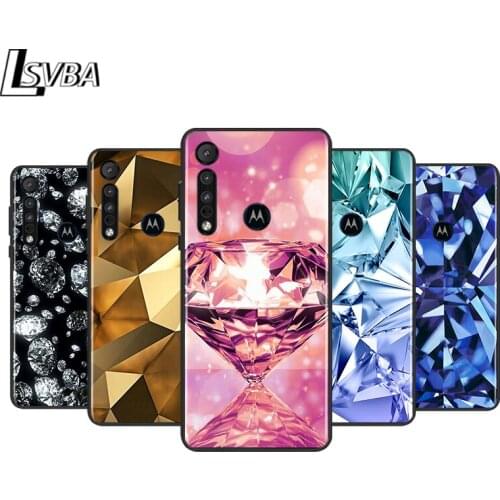 Flash Diamond for Motorola G9 G8 G E7 E6 One Play Marco Hyper Fusion Stylus Power Edge Plus Black Phone Case