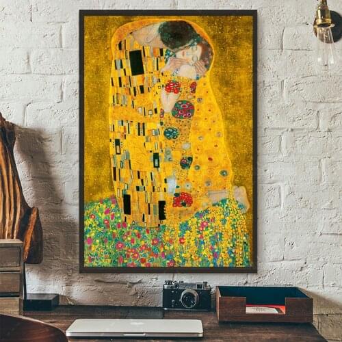 Gustav Klimt The Kiss Diamond Painting Famous Painting Kiss Full Drill Embroidery Cross Stitch for Home Decoration
