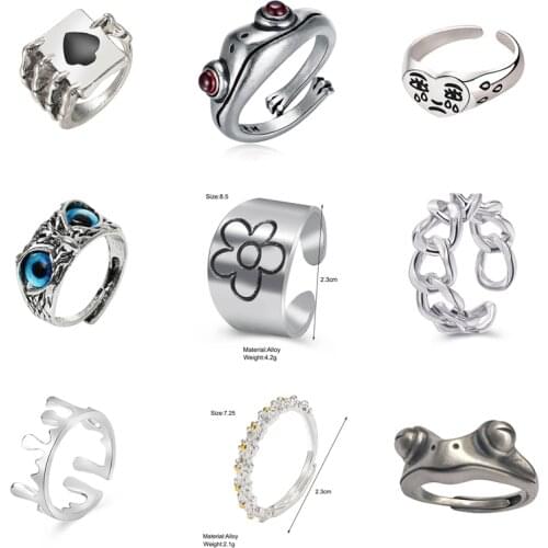 New Creative Owl Ring Punk Demon Eye Animal Adjustable Open Rings for Women Men Vintage Couple Ring Fashion Jewelry Best Gift