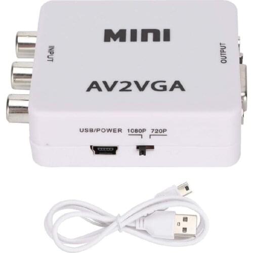 1080P Mini Video Convertor RCA AV to VGA Video Converter Conversor with 3.5mm Audio AV2VGA / CVBS + Audio to PC HDTV Converter