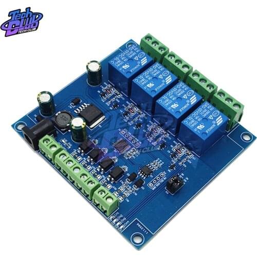 Modbus-Rtu7-24V Four-way Relay Module Switch Input and Output 8bit MCU RS485/TTL Anti-reverse Connection