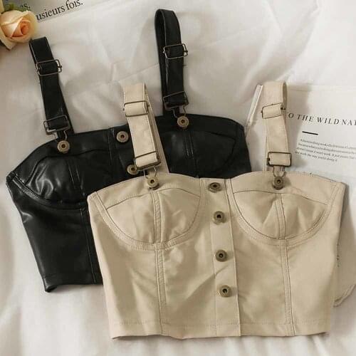Fashion Hot Girl Short InsideOutside Wear Niche PU Leather Small Camisole Autumn New Sexy Bottoming Coat Women