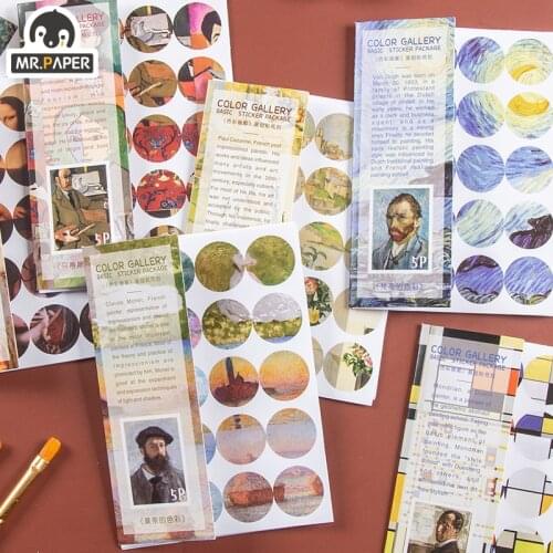 Mr.paper 8 Designs 5 Pcs/bag Ins Style Color Gallery Series Creative Multicolor Dot Hand Account DIY Decoration Material Sticker