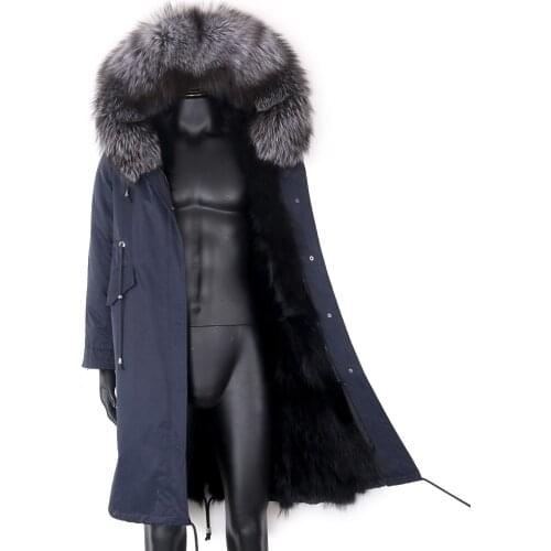 7XL Men X-Long Parka Winter Jacket Real Raccoon Fur Coat Natural Fox Fur Collar Hood Thick Warm Outerwear Streetwear 2021 New