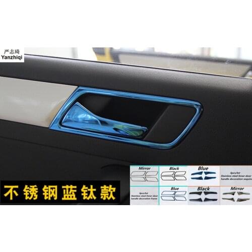 Stainless steel 4pcs/lot Inner door handle decoration frame Inner hand sequins for Skoda 2014-2017 Rapid / Rapid Spaceback