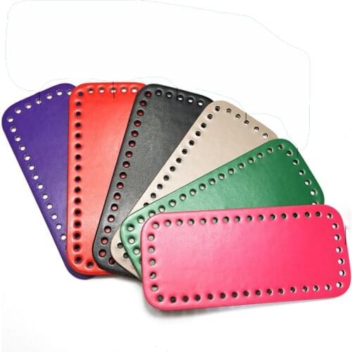 18x8cm Bottom For Knitting Bag PU Patent Leather Bag Accessories Rectangle Bottom With Holes Diy Crochet Bag Bottom 2020 New