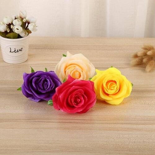 New 100 pcs/lot Artificial rose Flower Heads for Wedding party Decoration DIY Wreath Gift Box Scrapbooking Craft Fake Flowers