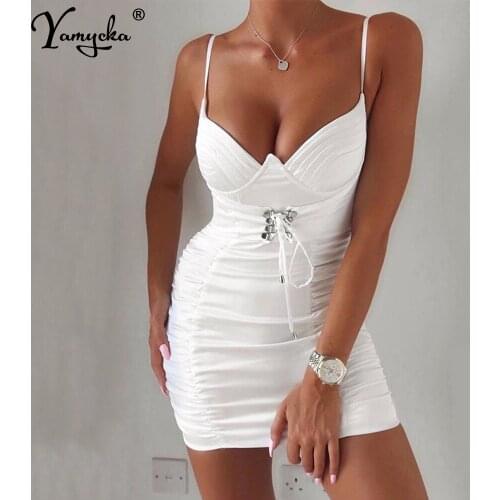 Sexy white Mini summer Dress women Backless vintage bodycon Dress elegant Lace up club party woman Dresses clothes vestidos 2020