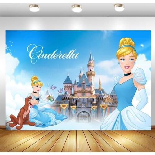 Princess Cinderella Backdrop Castle Girls Happy Birthday Party Custom Photo Background Booths Studio Props Decoration Banner