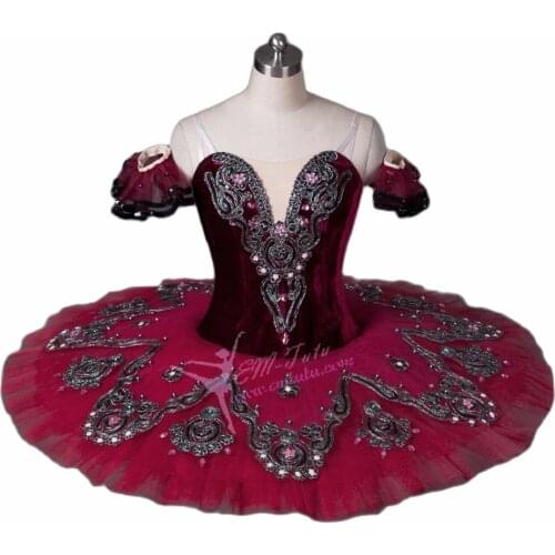 Burgundy Red Professional Ballet Tutu classical Ballet Tutu Ballet Stage Costume Adult Performance Pancake Tutus Ballet Dress
