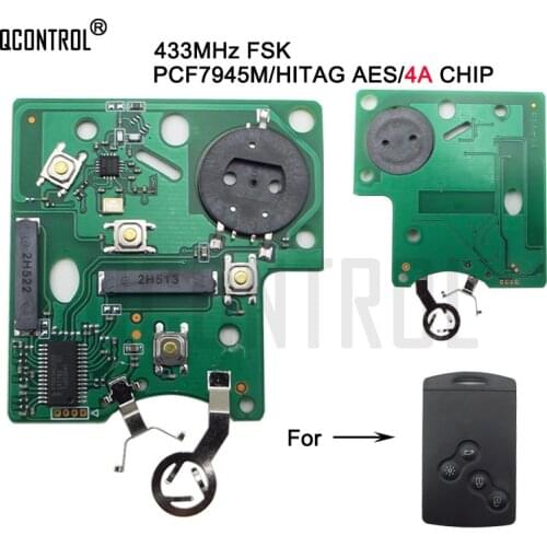 QCONTROL Car Remote Key Circuit Board for Smart card 433MHz PCF7945/7953 Chip For Renault Clio IV Captur 4A chip