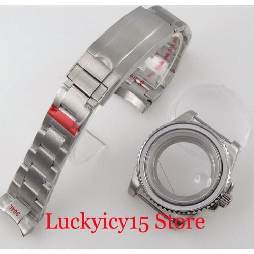 Glass Back 40mm Watch Case fit NH35A NH36A Sapphire Crystal Oyster Bracelet Stainless Steel Rotating Bezel RIng