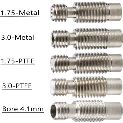 50Pcs/lot E3D V6 Heat Break Hotend Throat For 1.75/3.0/4.1mm All-Metal/with PTFE, Stainless Steel Remote Feeding Tube Pipes