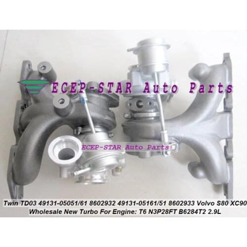 Twin Turbo 49131-05051 49131-05061 49131-05151 49131-05161 8602933 8658624 For Volvo S80 XC90 N3P28FT B6284T B6284T2 2.9L 2000