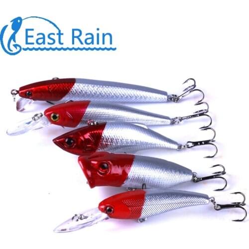 East Rain 5pcs/lot Artificial Lures Multiple Style Minnow Crankbait Pencil Popper Hard Lure Kit Free Shipping