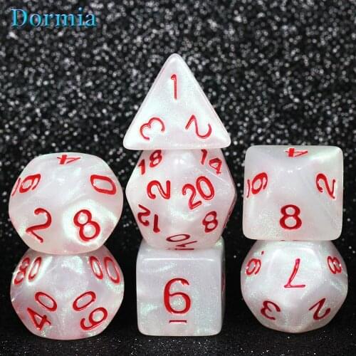 High Quality 7 Piece Polyhedral Glitter Digital Dice Set D4 D6 D8 D10 D% D12 D20 ,for DND RPG and Other Board Game As Gift