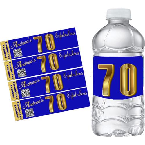 20 Personalized 50 60 70th Water Bottle Labels Wine Champagne Sticker Candy Bar Wrapper Wedding Baby Shower Birthday Party Favor