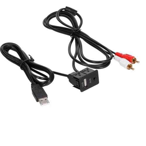 Replacement For Toyota Volkswagen 1M Car RCA Cable Adapter Switch 3.5mm Audio Jack AUX USB Cable Extention Mount Panel RCA Cable