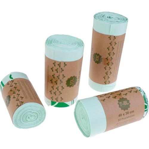 1roll Kitchen Environmentally Biodegradable Garbage Bags Garbage Bags Compostable Degradable Garbage Bags 50pcs/1roll