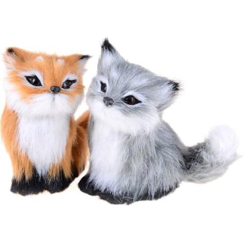 1 Pcs Home Decoration Fox Doll Simulation Fox Toy Polyethylene & Furs Squatting Fox