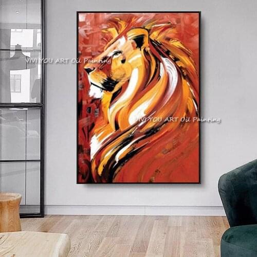 100% Handmade Animal Lion Canvas Oil Paintings Hand-painted Large Size Wall Art Posters Canvas for Living Room Decoration