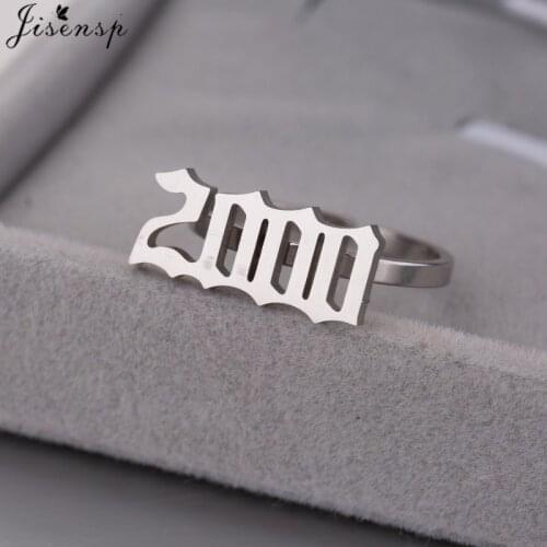 1980 1999 2000 Old English Stainless Steel Year Number Rings for Women Men Year Calendar Birth Date Open Rings Jewelry Wholesale