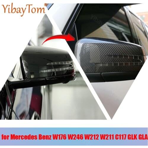 2pcs Car Styling Shell for Mercedes Benz W176 W246 W204 W212 W221 C117 X204 X156 Side Mirror Cover Caps Carbon Fiber Pattern