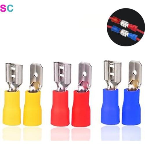 20/50/100pcs Crimp Terminal AWG22-10 Female Male FDD/MDD Insulated Insert Connecting 0.5-6mm² Electrical Wire Splice Connector