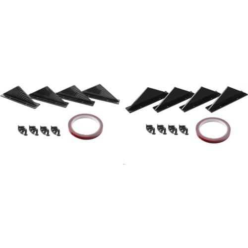 4 PCS Universal Car Rear Bumper Lip Diffuser Triple-cornered Spoiler for Benz Toyota Jeep E90 MK5 A3 Etc