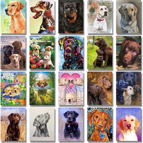 5d Diy Round Diamond Embroidery Dog Crystal Diamond Painting Cross Stitch Lovely Labrador Dog Animal Needlework Mosaic Patterns