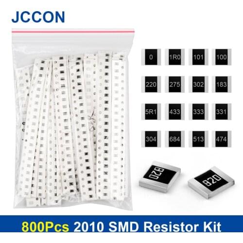 800Pcs 2010 SMD Resistor Assorted Kit 10R-910K 80Values x 10Pcs=800Pcs Sample Kit Chip Fixed Resistor DIY