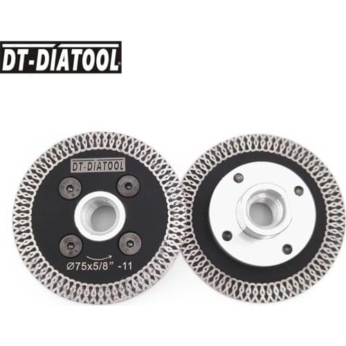 DT-DIATOOL 2pcs Diameter 75MM Hot Pressed Mesh Turbo Rim Diamond Saw Blades Cutting Discs for Granite Marble with 5/8-11 Flange