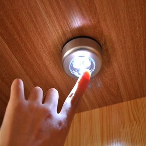 3 LED Battery Powered Wireless Night Light Stick Tap Touch Push Security Closet Cabinet Kitchen Wall Lamp