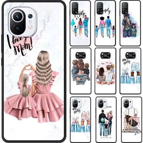 Baby Mother Brown Little Girl Family Soft Coque for Xiaomi Mi Poco X3 NFC M3 10S 10T 9T 9 Lite Note 10 Pro 5G 11 CC9 Phone Case