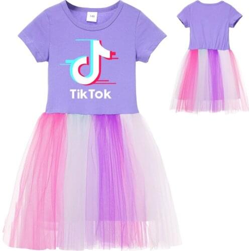 Children Cotton Dress TIK TOK Girls Casual Dresses Short Sleeve Summer Clothes Baby Girls Toddlers Casual Vestidos