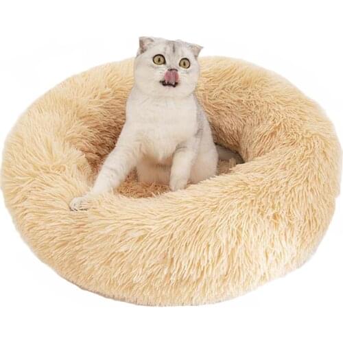 Pet Kennel Autumn and Winter Plush Warm Round Kennel Cat Mattress Multi-color Deep Sleep Non-slip Cat and Dog Bed Pet Supplies